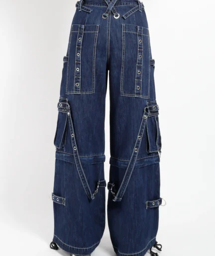 DENIM STRAP PANT INDIGO