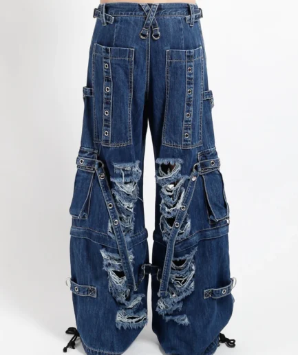 SHREDDER DENIM STRAP PANT INDIGO