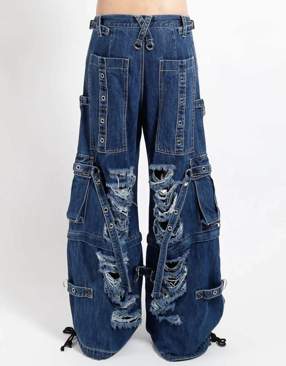 SHREDDER DENIM STRAP PANT INDIGO