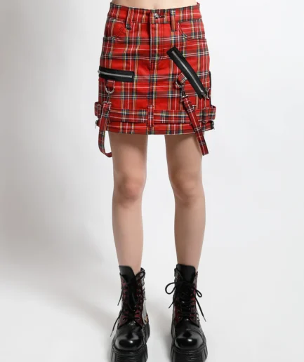 BONDAGE SKIRT RED PLAID